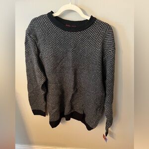 Merona Black and Gray Herringbone Crewneck Sweater